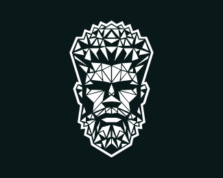 Geometric Unique Bearded Man Logo