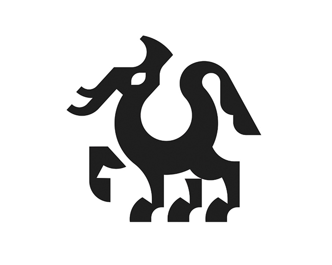 Mythical deer animal creature logomark design