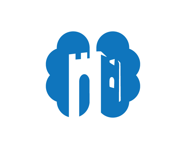 modern bold brain castle logo