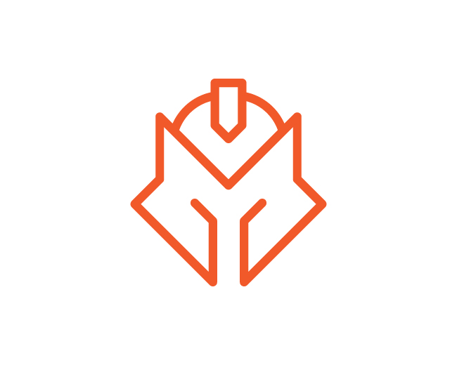 monoline abstract spartan fox logo