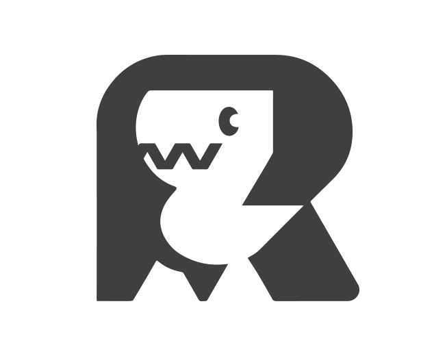 Letter R T-Rex Dinosaur Typography ready-made logo