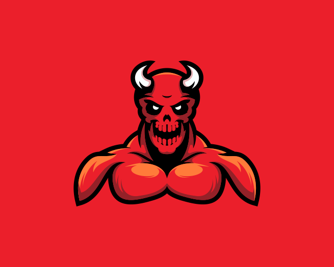 Lexica - Devil ninja ,blue and red light, gaming, logo, youtube
