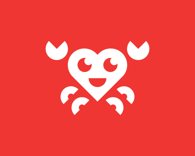 Geometric Happy Crab Heart Logo