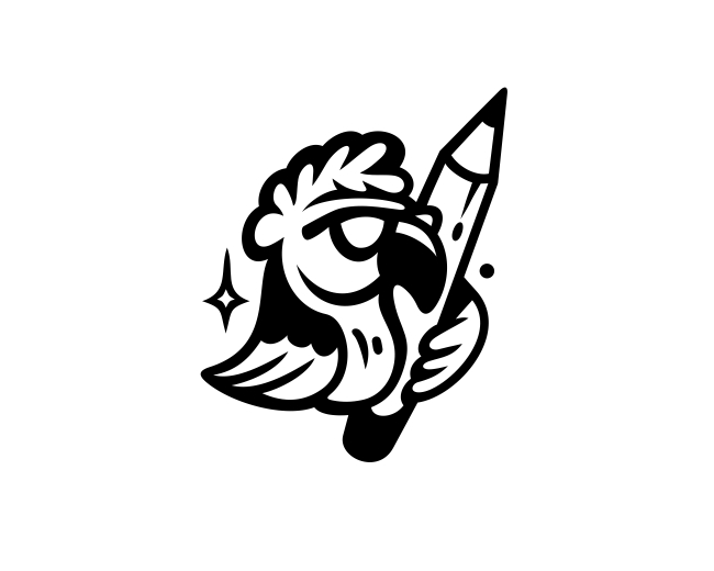 Parrot Pencil School Character Logo