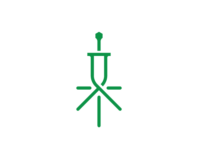 Minimalist Cannabis Sword Logo