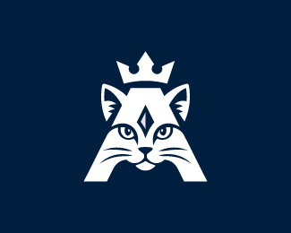 Royal Letter A Cat Monogram Logo
