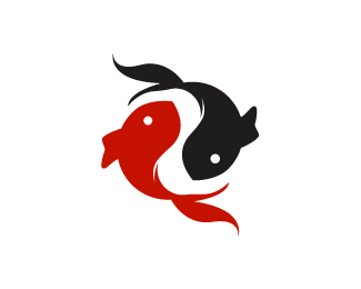 Yin and Yang Fish Simple Logo