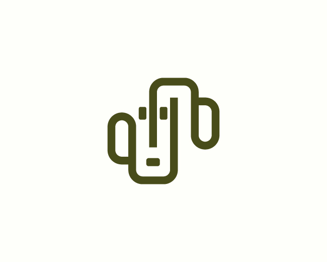 Minimal Cactus Face Logo Mark