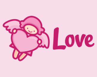 Love Angel Cartoon Mascot Logo Design