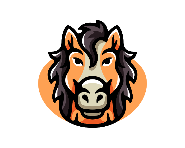 Horse Head Hair Mascot Logo