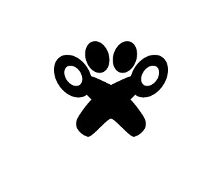 Scissors Pet Grooming Animal Face Logo Template