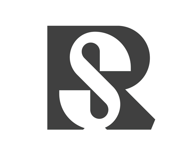 S R monogram typography logo for sale