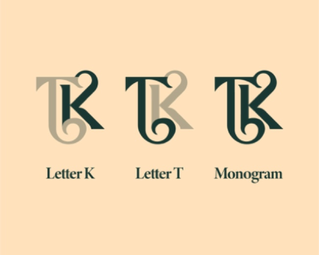 TK or KT monogram typography Exclusive Logo Design