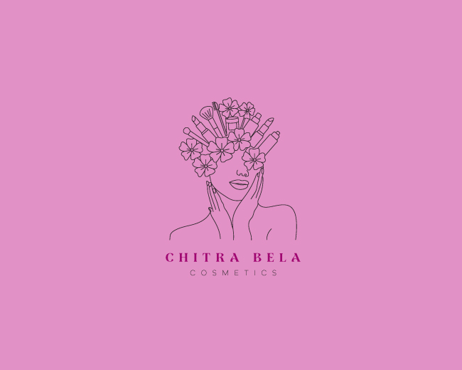 Chitra Bela Cosmetics Logo Elegant Beauty Line Art