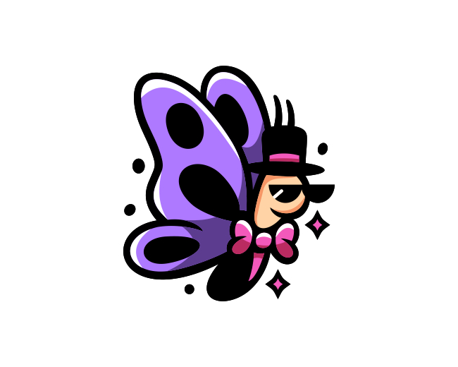 Classic Cartoon Character Butterfly Logo