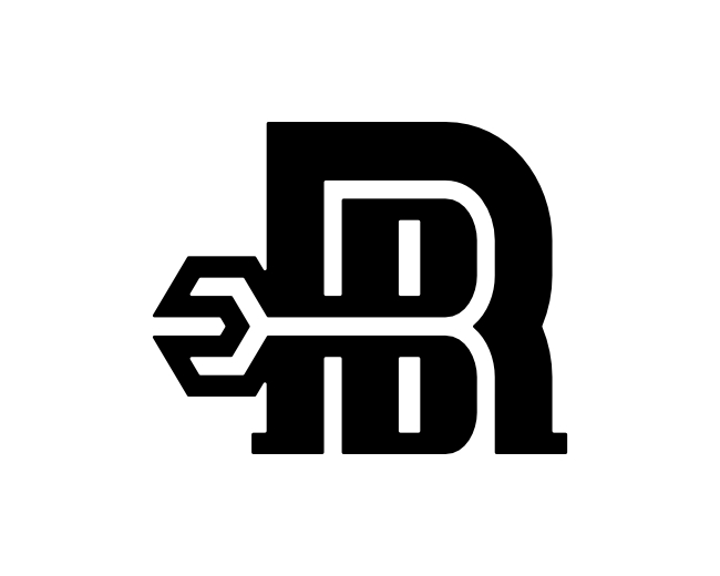 Letter RB Initial BR Wrench Fix Tool Monogram Logo