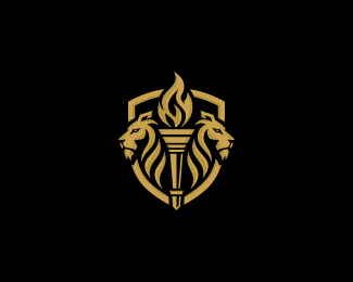 Twin Lion Torch Shield Logo