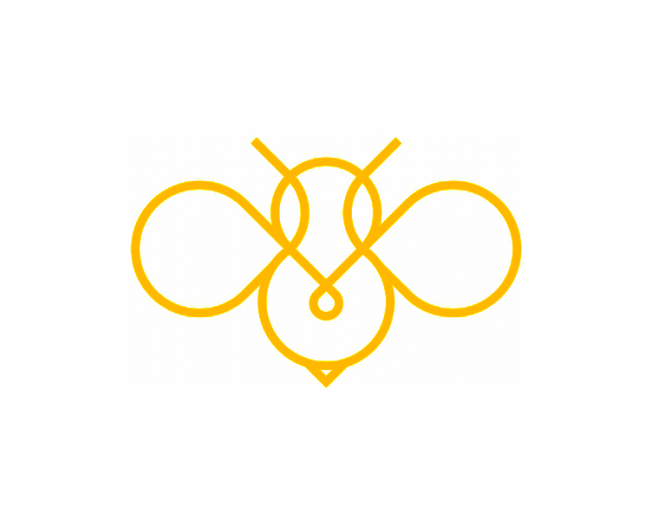 Bee line art logo design symbol