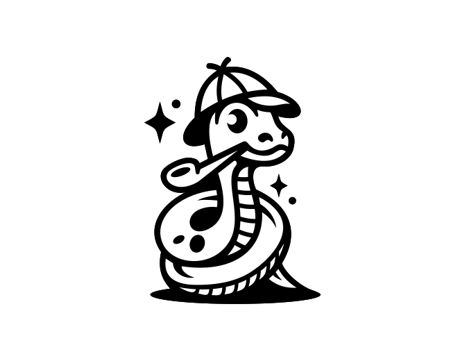Cute Snake Detective Mascot Logo