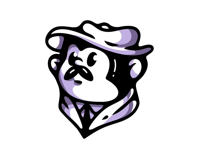 Cute Detective Mustache Monkey Logo