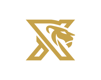 Bold Letter X Lion Monogram Logo