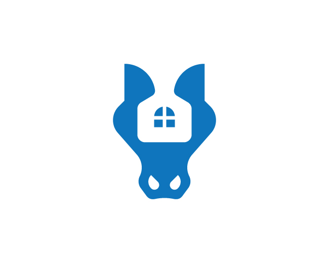 Negative Space Horse House Logo