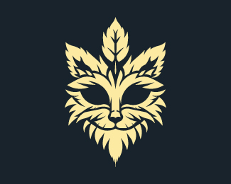 Cat Nature Leaf Logo