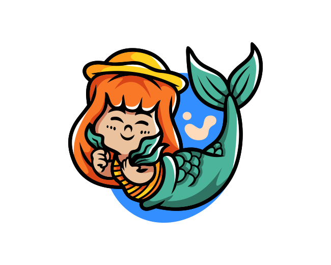 Cute Mermaid Holiday Cartoon Logo