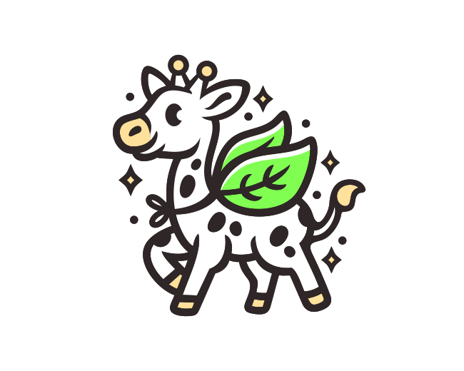 Cute Leaf Wing Giraffe Logo