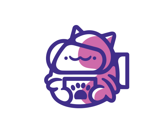 Astronaut kitty cat ready-made logo for sale