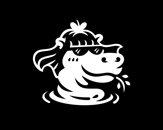 Funny Flower Hippopotamus Water Logo