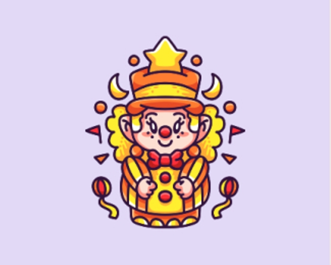 Funny Circus Clown Logo