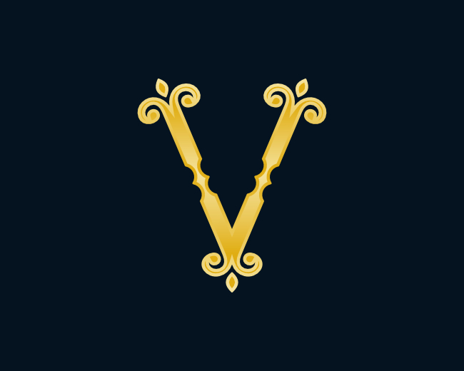 Golden V Letter Logo