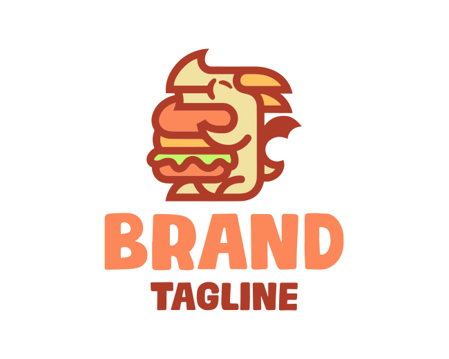 Hamburger Dragon ready-made logo for sale