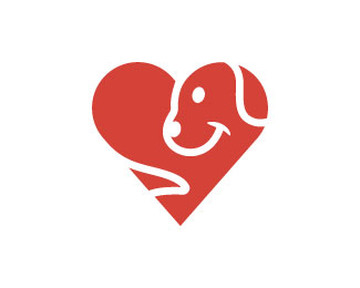 Heart And Smiling Dog Logo For Sale