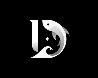 Elegant Letter D Fish Monogram Logo