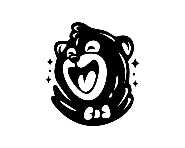 Monochrome Classic Cheerful Bear Logo