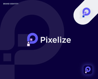 Letter P Pixel Logo, Modern Logo Design