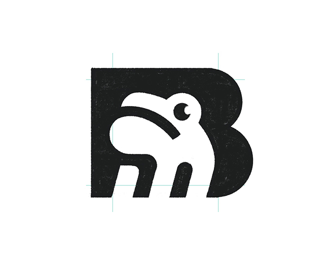 negative space letter B frog logo design for purch