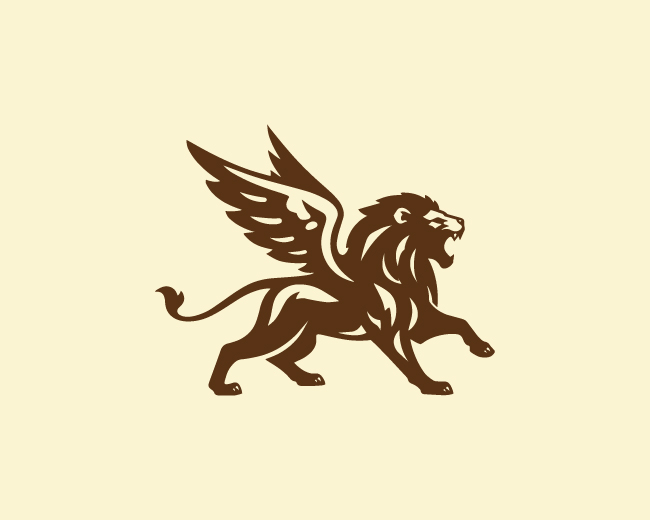 modern bold winged lion logo
