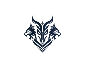 Triple Beast Shield Emblem Logo