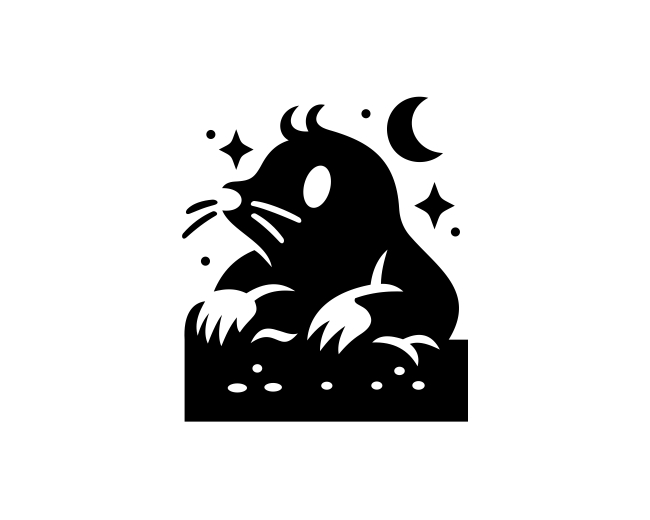 Cute Night Mole Digging Logo
