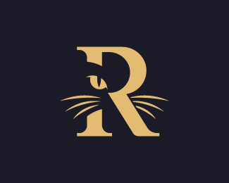 Letter R Cat Logo