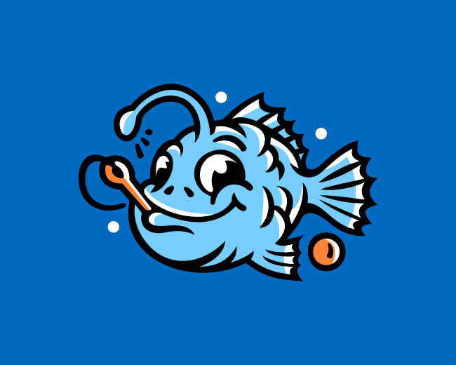 Hooked Ocean Anglerfish Mascot Logo