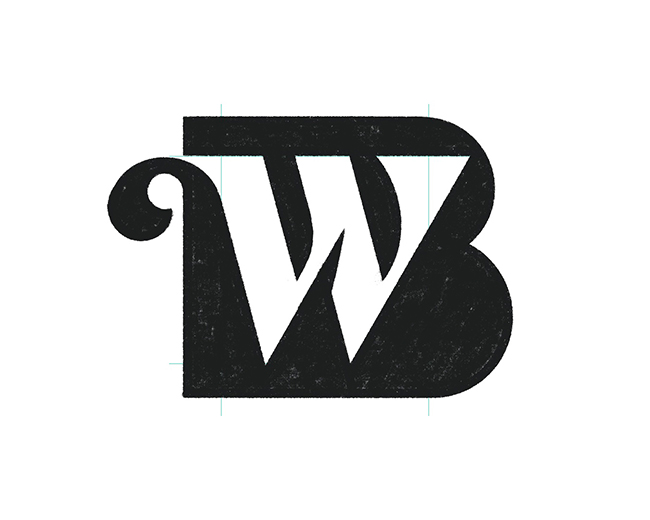 B W monogram typography logo for sale  logomark de