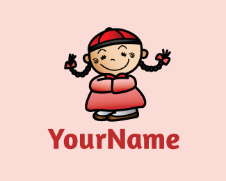 Chinese Kid Girl Mascot Logo Design