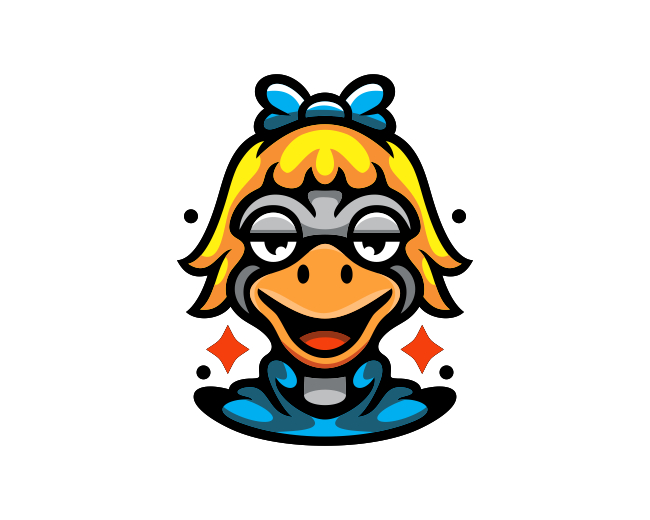 Female Ostrich Mascot Character Logo