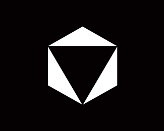 Hexagon + triangle geometric negative space logo