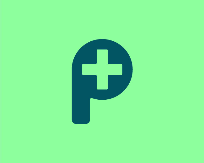Health plus  Letter P logo design Unused