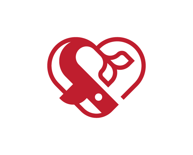 modern bold whale heart logo